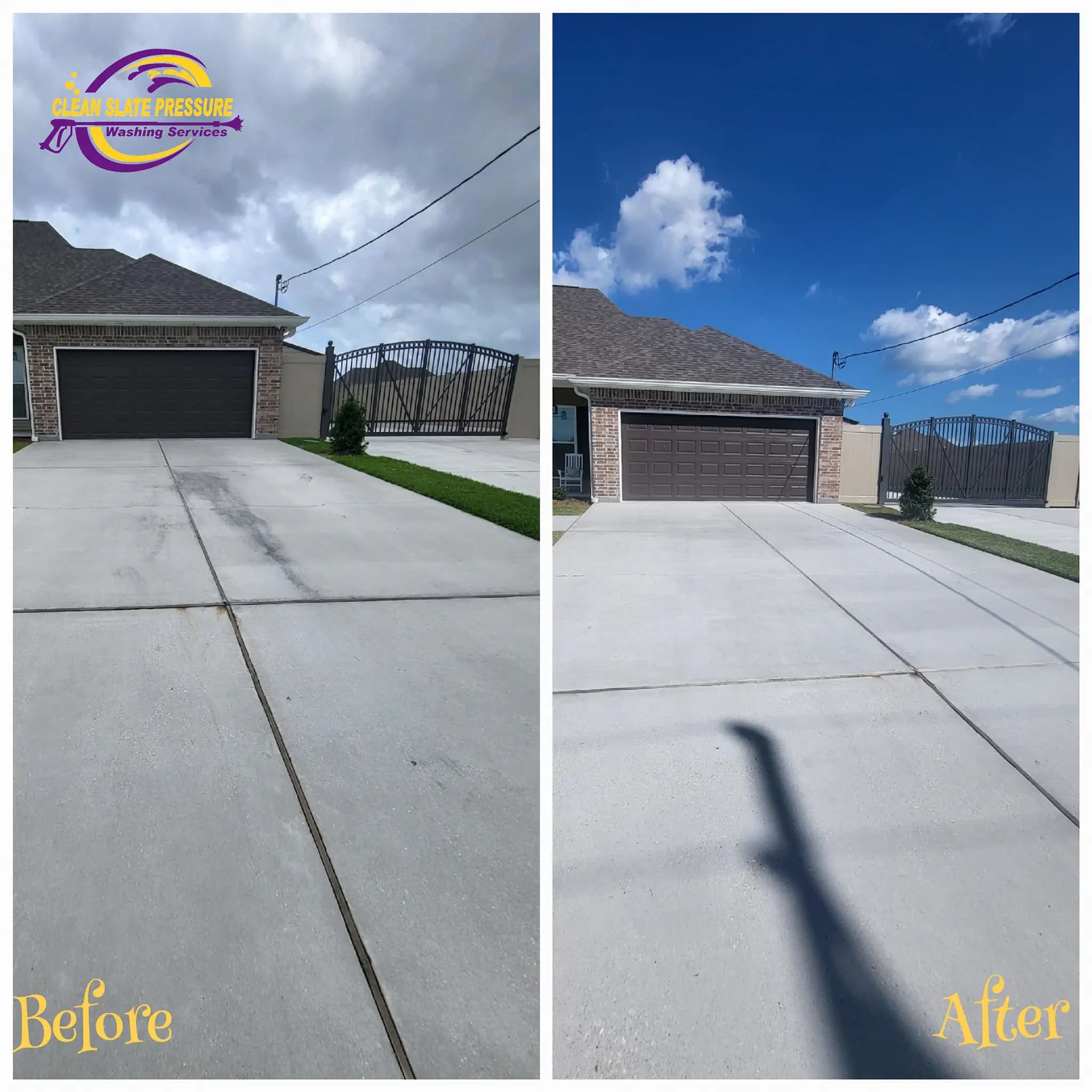 Concrete cleaning before and after