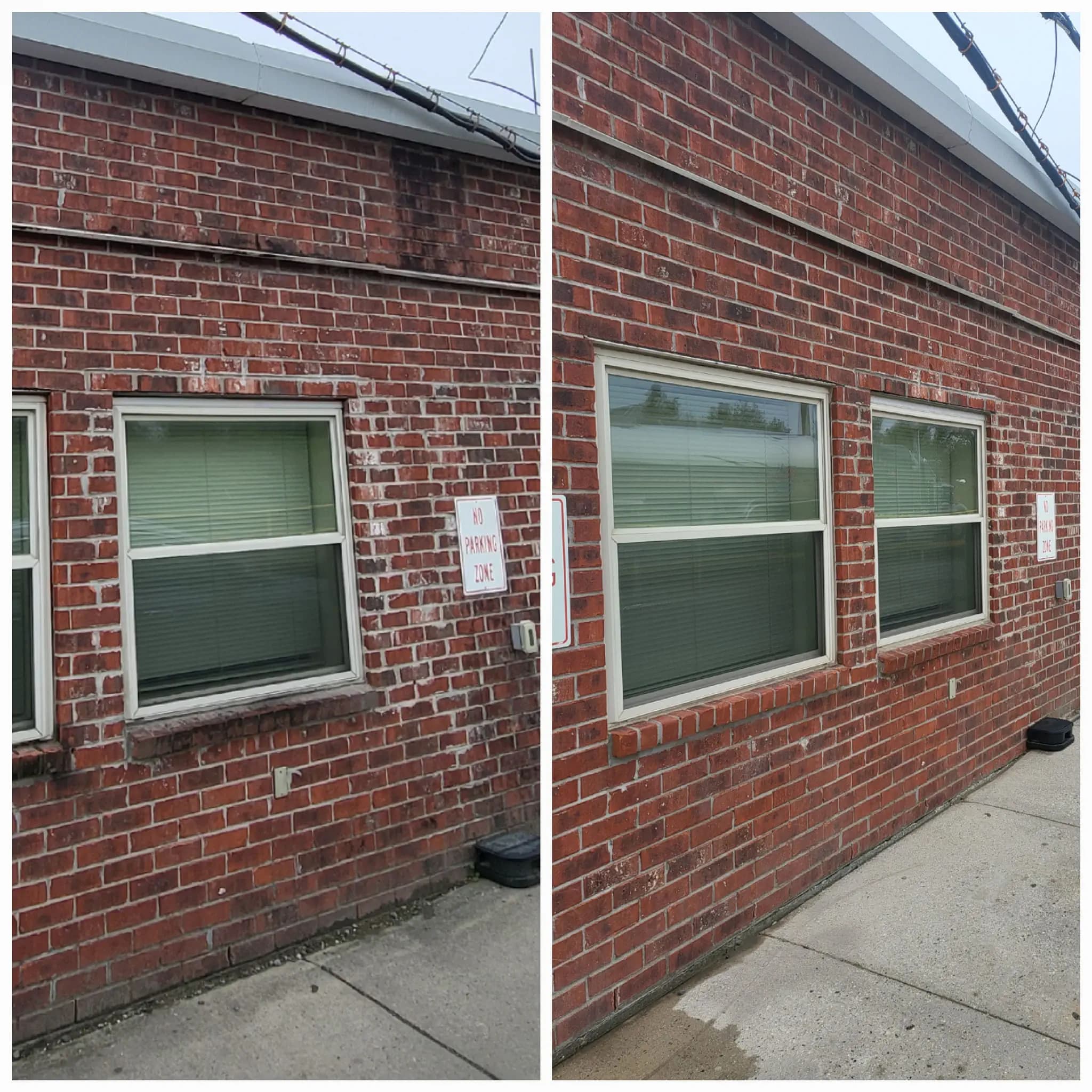 Brick siding cleaning before and after