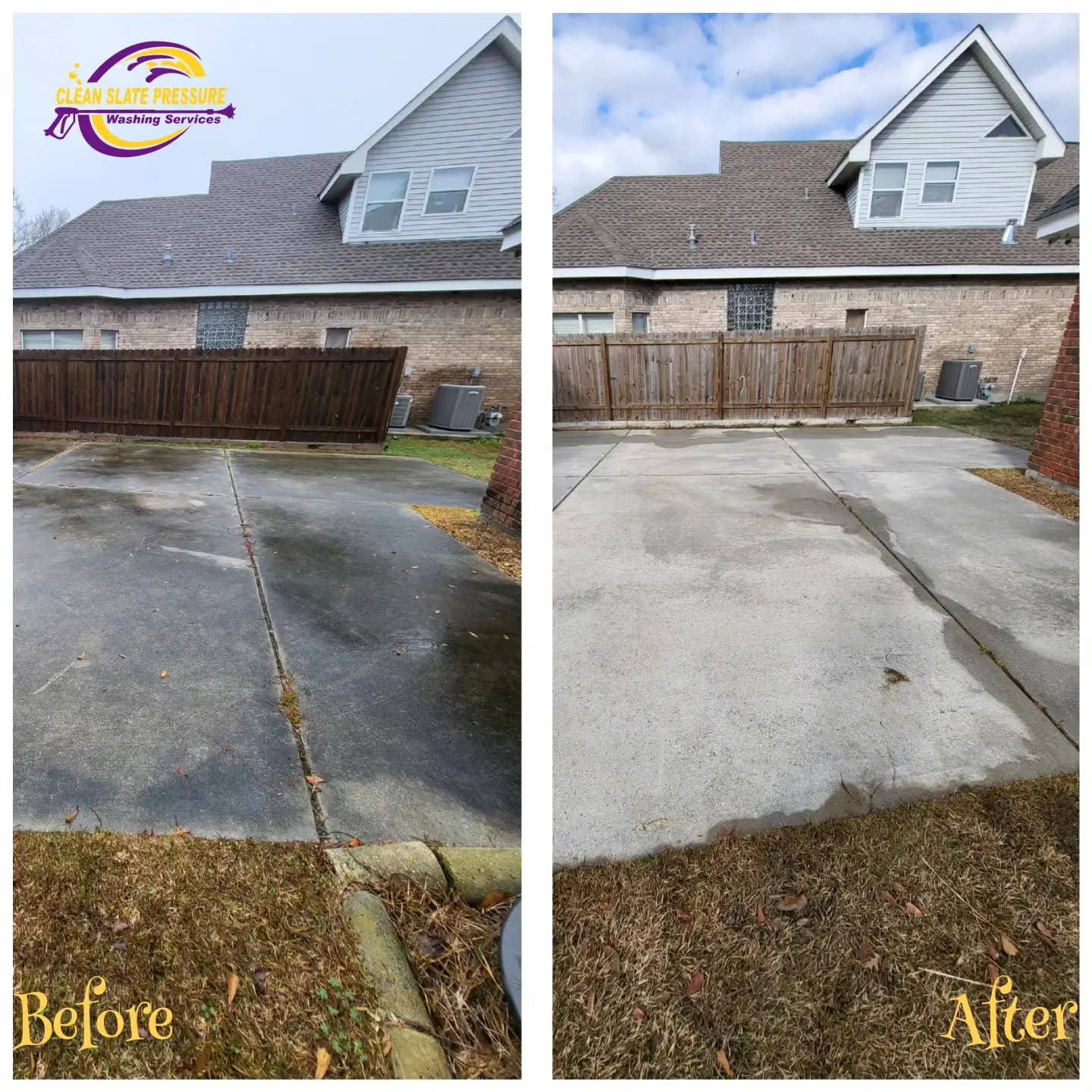 Concrete cleaning before and after