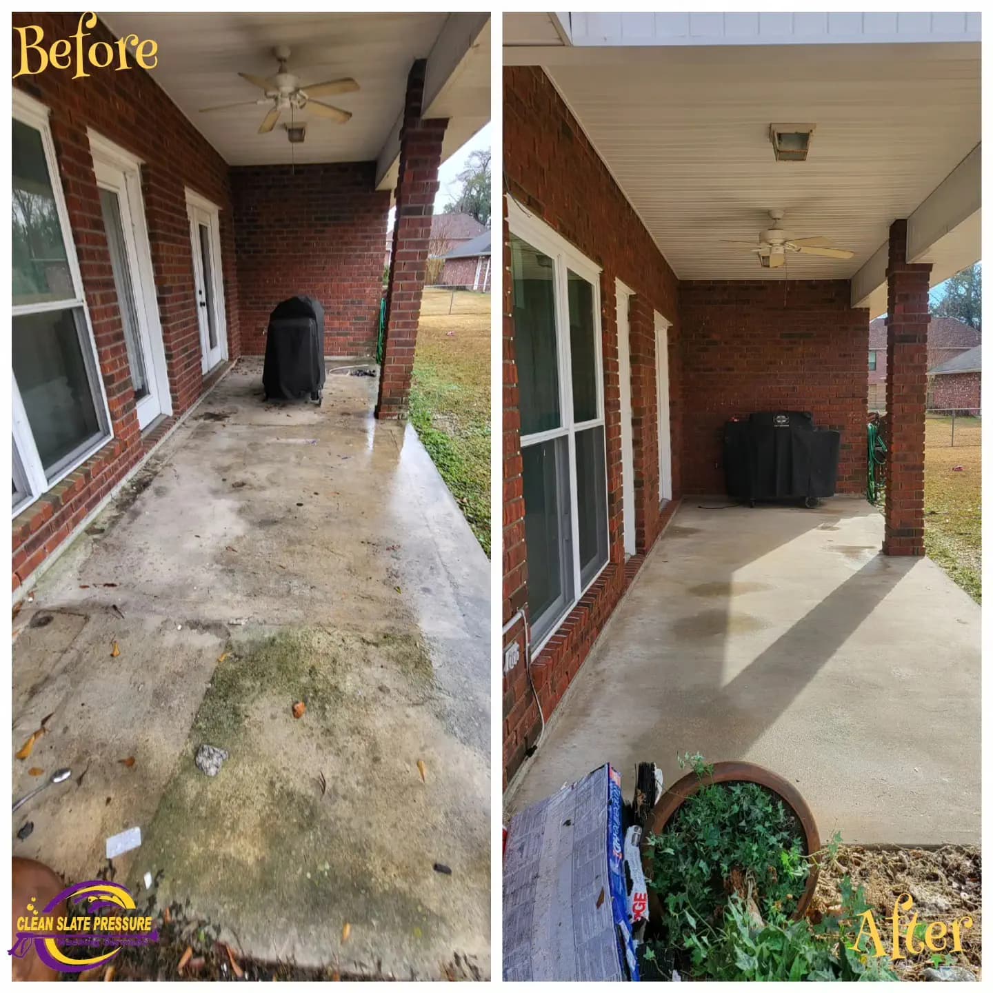 Front porch cleaning before and after