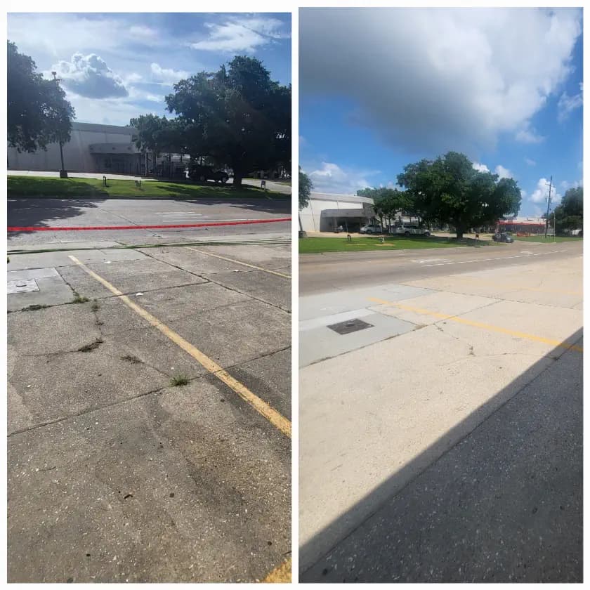 Parking lot before and after