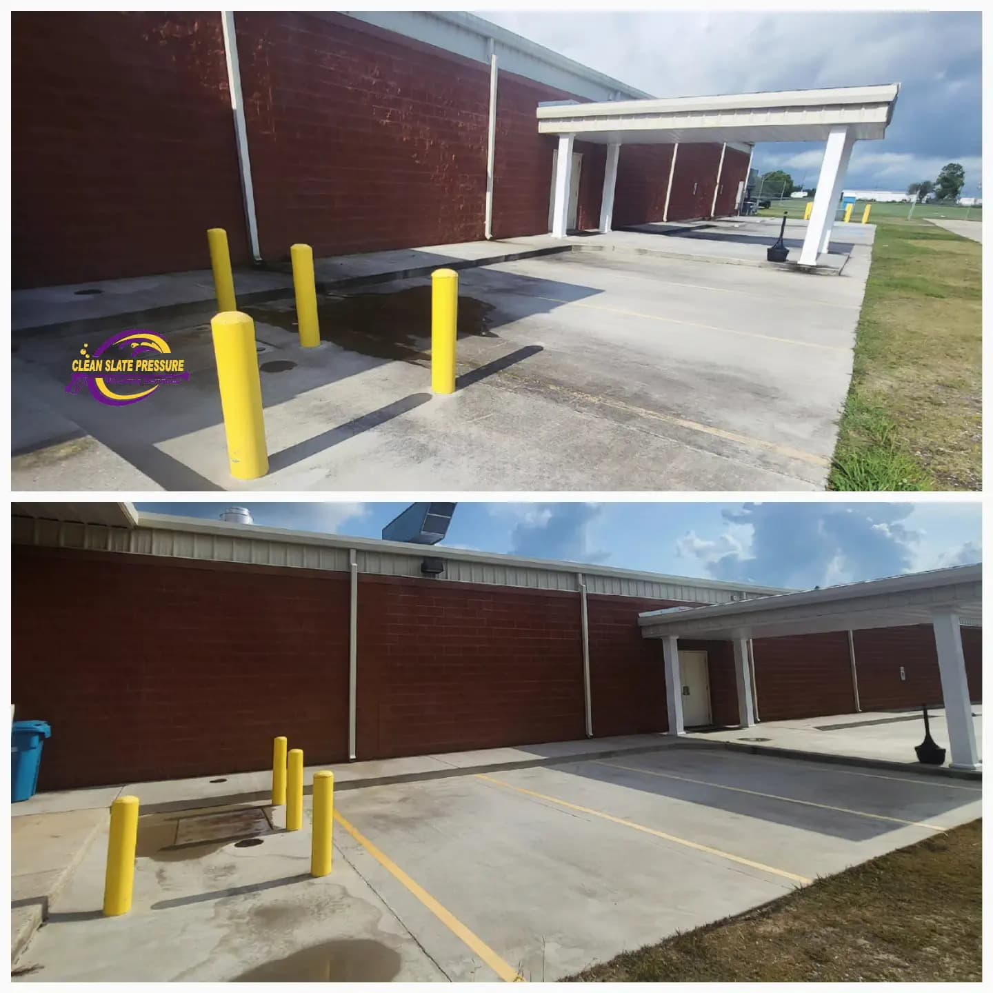 School concrete cleaning before and after