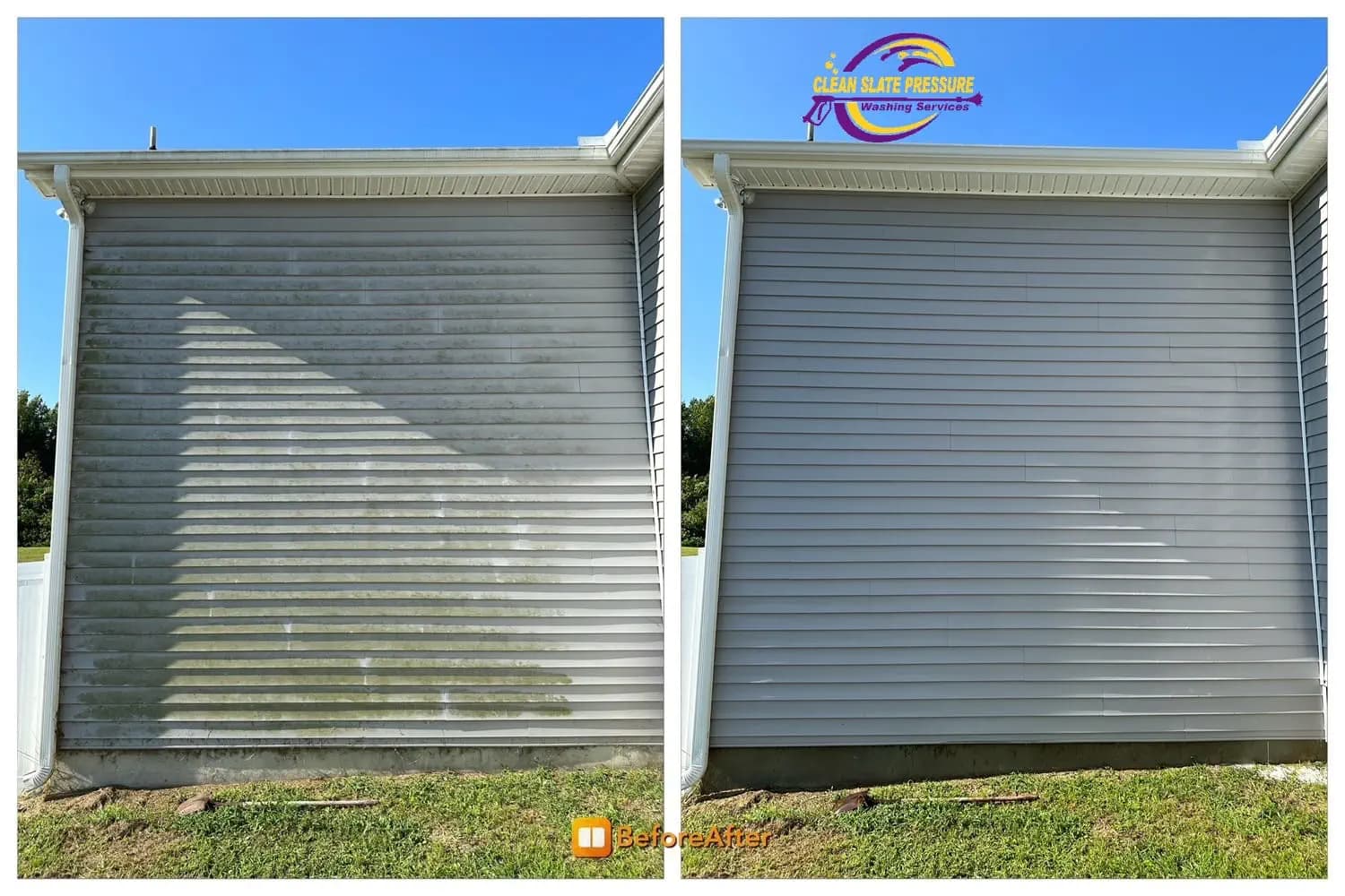 House siding cleaning before and after