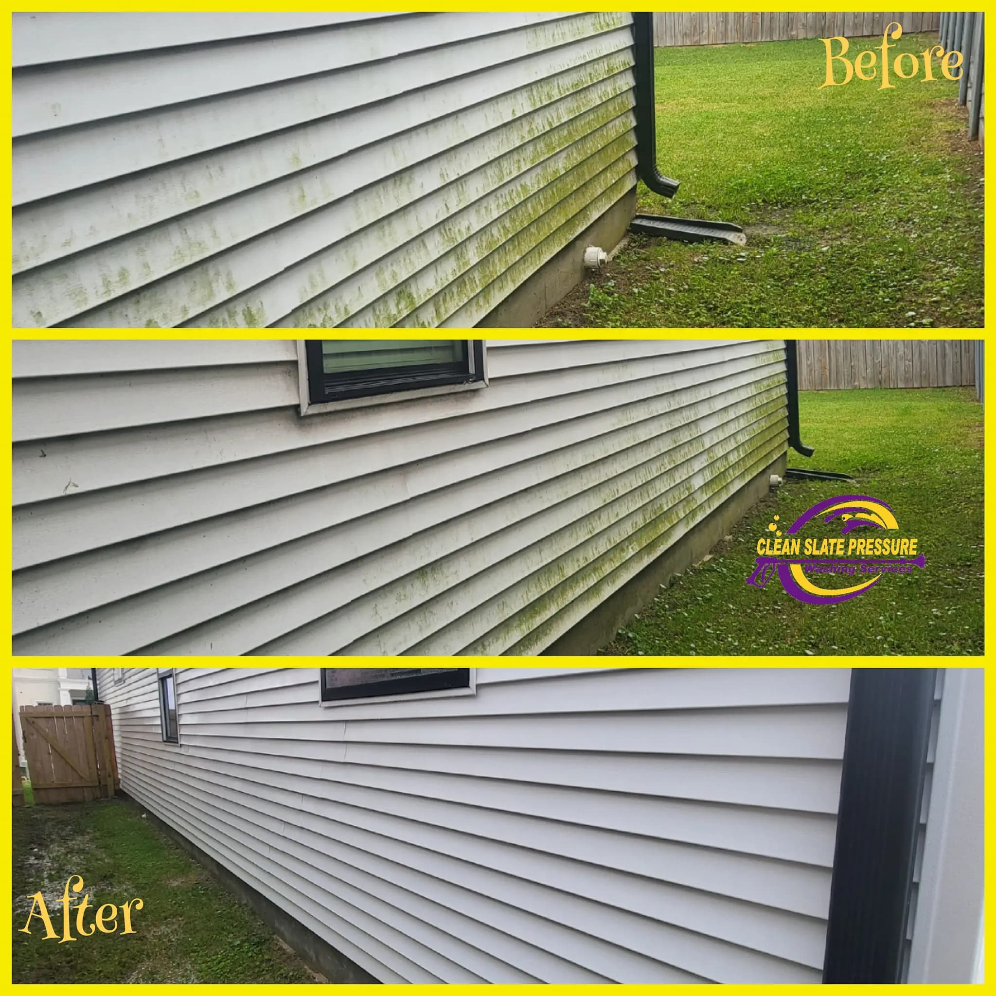 Siding cleaning before and after